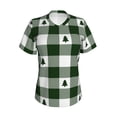 thumbnail image 2 of Uemuo Green White Lumberjack Plaid Printed Women's Classic V-Neck T-Shirt - Soft, Breathable, Moisture-Wicking, Perfect for Casual, Office, Travel, and Everyday Wear-Large, 2 of 5