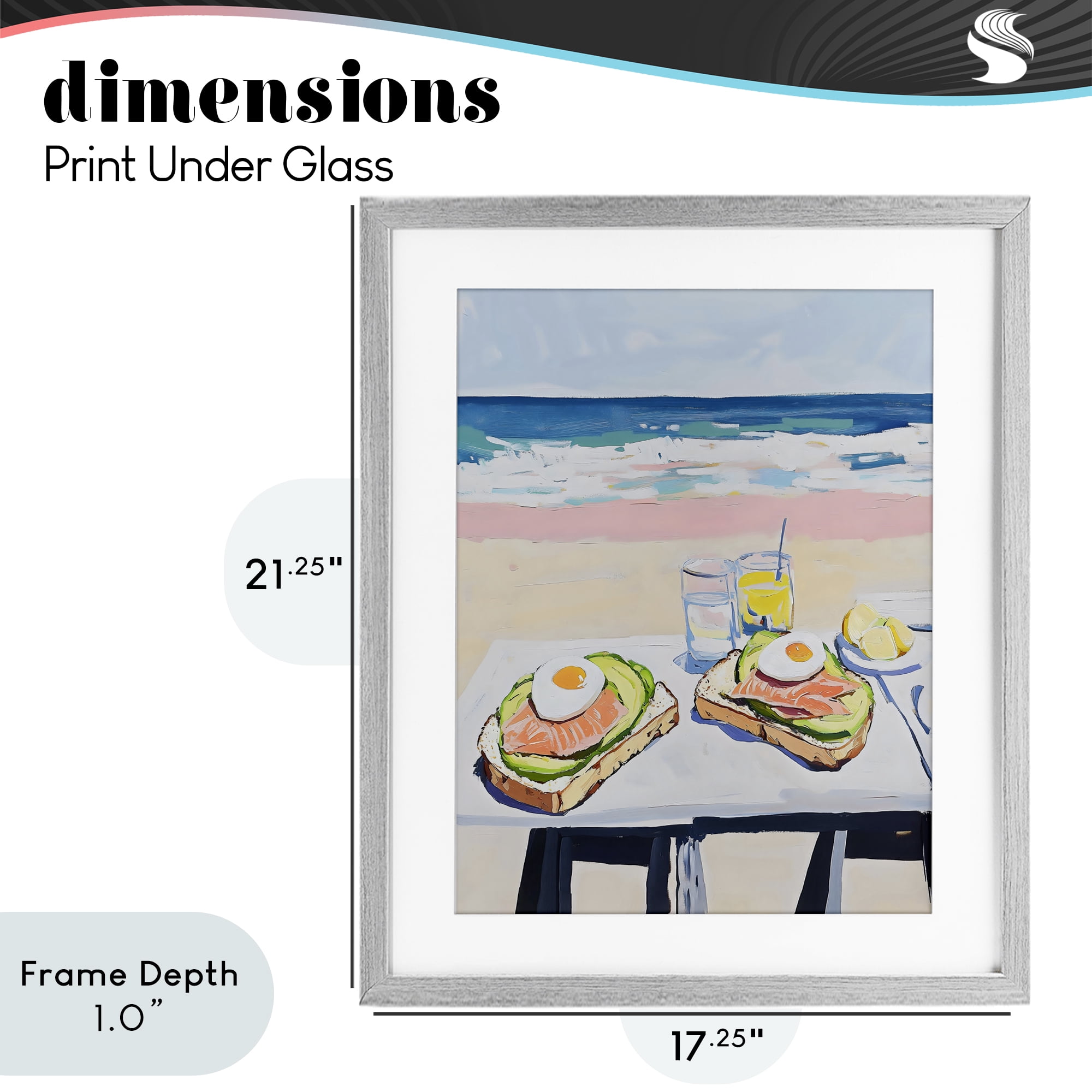 Stupell Industries Avocado Toast at Beach Gray Framed Print Under Glass, design by The Prints Vibe