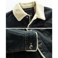 thumbnail image 4 of HOW'ON Men's Thicken Warm Sherpa Lined Denim Jacket Casual Button Jean Trucker Jackets Coat Black L, 4 of 7