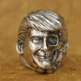 thumbnail image 3 of 925 Sterling Silver Half Skull USA President Ring Punk Jewelry TA413 Large Model US Size 16, 3 of 16