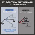 thumbnail image 4 of Veken Wide Rain Shower Head with Multi-Modes Handheld Water Spray,High Pressure Showerhead Combo with Arm for Bathroom Accessories,Home Decor Adjustable Dual Shower with Anti-Clog Nozzles,Matte Black, 4 of 4