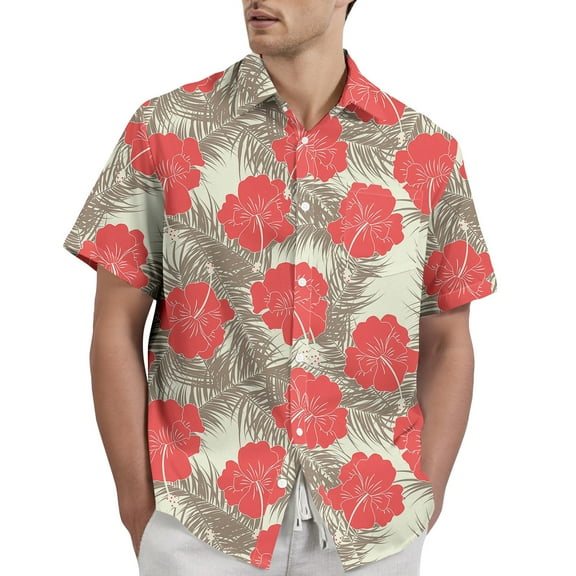 Yiaimeir Hawaiian Print - Men's Casual Short Sleeved Shirt,Size S-2XL