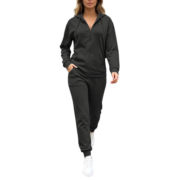 Xdegoge Women'S Full Zip Hoodie Sweatsuits 2 Piece Tracksuit Casual Jacket and Jogger Sweatpants Activewear Set with Pockets Athletic Workout Lounge Outfits