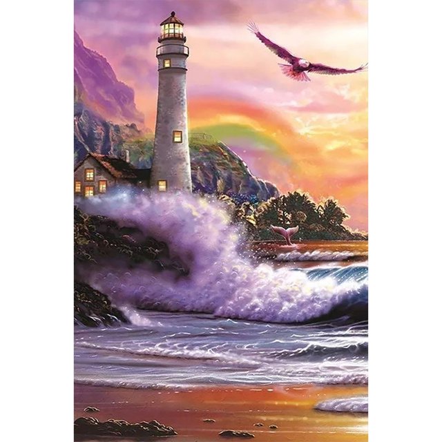 K1118 Serie Paisaje Faro Costero Diamante Resina 40*60CM