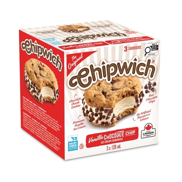 L'original Chipwich Sandwich Glace, 3x126ml, Pépites de chocolat 3x126ml