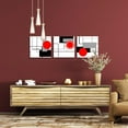 thumbnail image 3 of Modern Geometric Red Abstract Prints Kitchen Decor Red Wall Art 3 PCS Black and White Red Decor Nordic Style Bathroom Picture Canvas Wall Art Abstract Artwork Decorations for Bedroom, 3 of 6