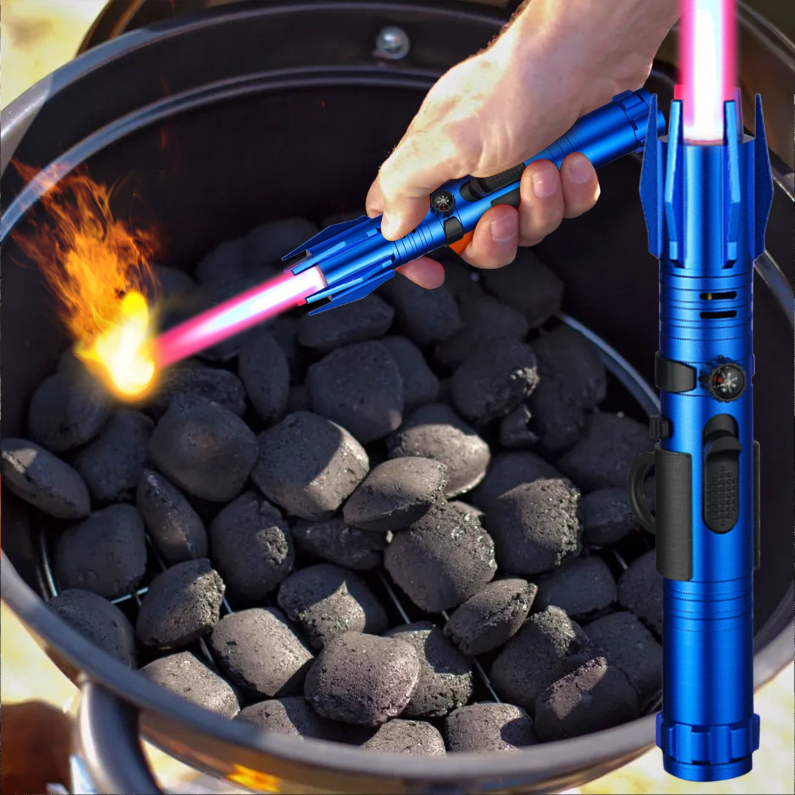 YUNAFFT Torch Lighter, Bright Fire Lighter with Safety Lock and Adjustable Flame, Refillable Butane Gas Windproof Jet Flame Cool Lighters, for Candles Campfires BBQ Baking, Camping, Gift