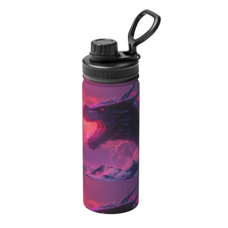 

Goofa Mystical Dragon Under Moon Print 18oz Sports Insulated Kettle With Straw Water Bottle Sports Water Bottle For Running Hiking Cycling Climbing Mans Womans