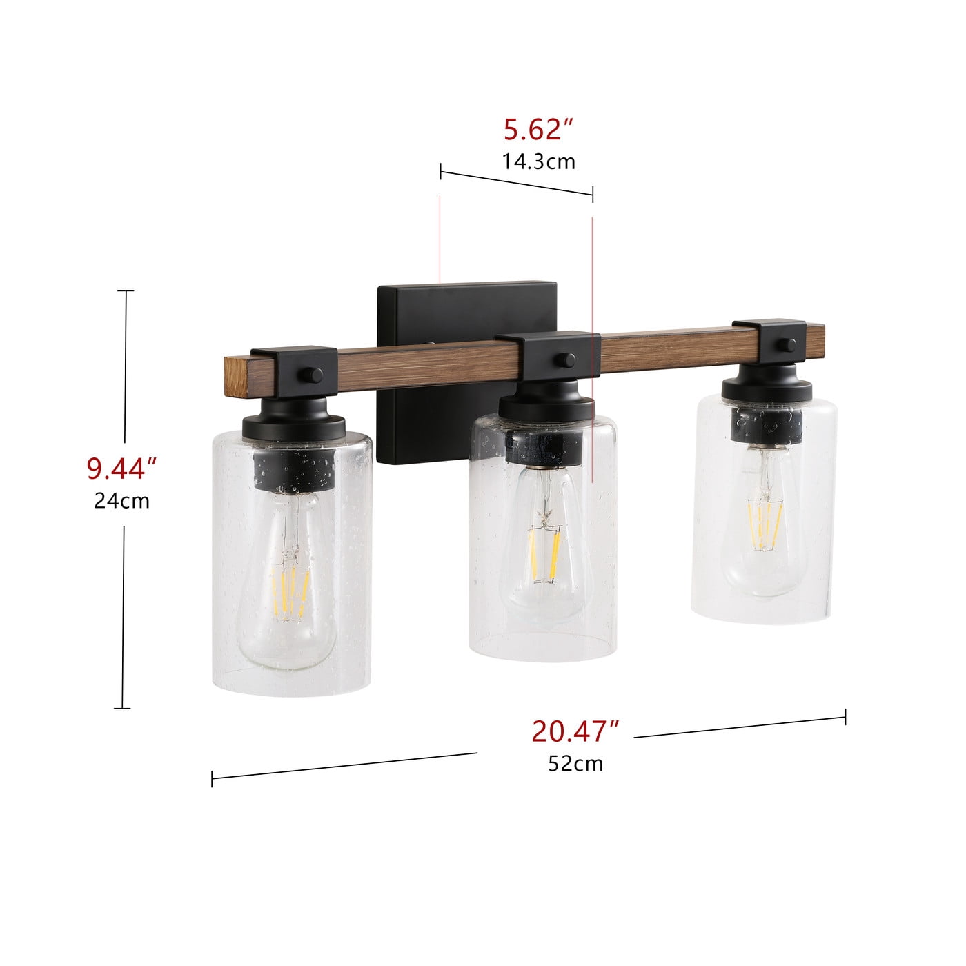 Modern 3-Light Wall Sconce Cylinder Black Vanity Lighting Minimalist Retro Light Fixture with Clear Glass Shade