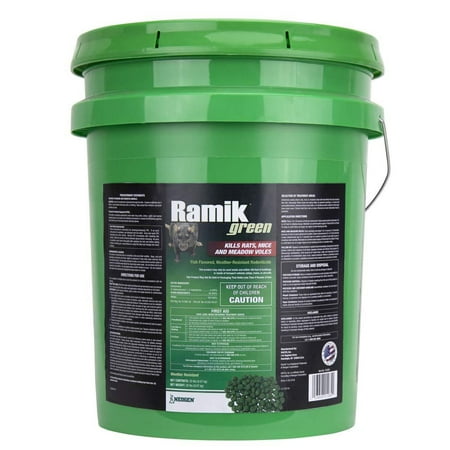 Neogen 116300 Ramik Green Fish Flavored Weather Resistant Rodenticide Bait Nuggets, 20-Pound Bucket (B075CNJDHJ)