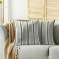 thumbnail image 2 of Sage Green Striped Pillow Covers 18x18 Set of 2 Modern Stripes Textured Print Decorative Throw Pillow Cases Outdoor Boho Farmhouse Decoration for Sofa Couch Bed, 2 of 6