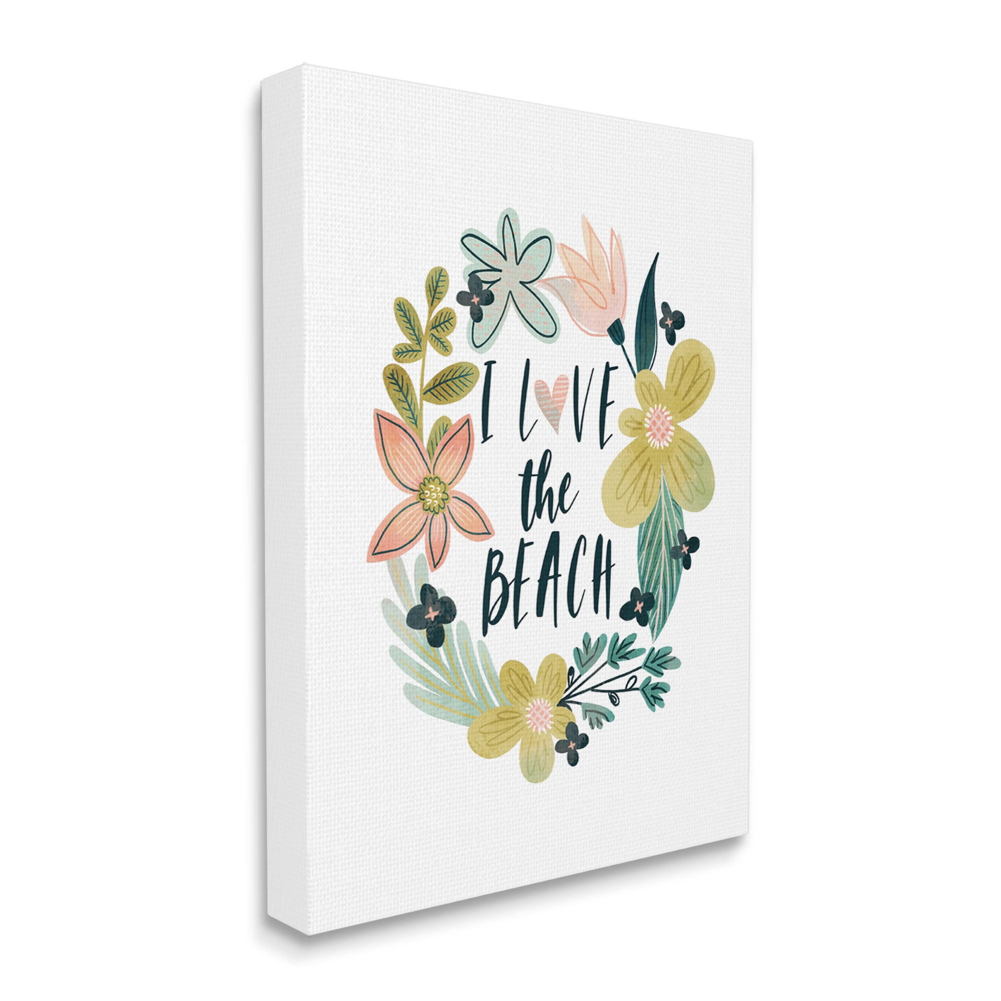 Stupell Industries Love the Beach Wreath Botanical & Floral Painting Gallery Wrapped Canvas Print Wall Art, 24 x 30