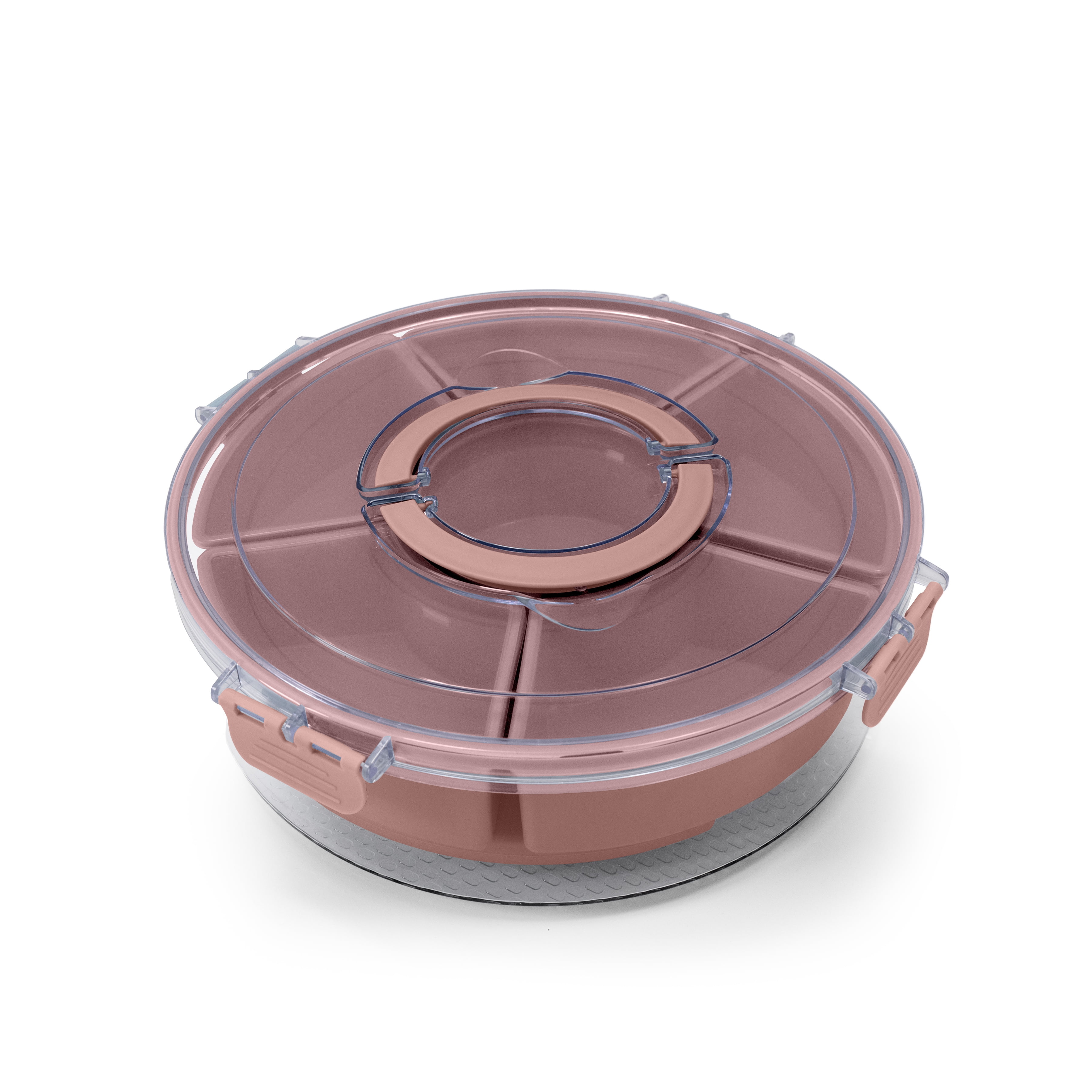 Cook with Color Rotating Snack Box with Ice Block and Carry Handle, Portable Compartments for Lunches and Commutes, Pink