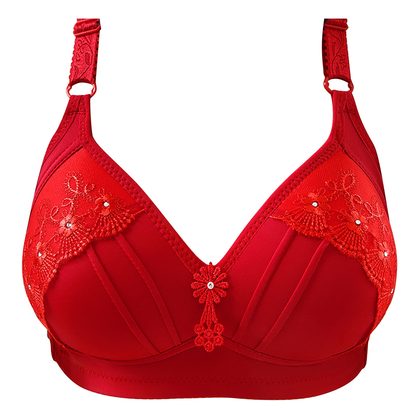 EHQJNJ Red Bralette Womens Solid Color Glossy Underwear Small Chest  Gathered Top Comfortable Breathable No Steel Ring Sports Bras for Women Large  Bust Plus Size Cotton Bralette 