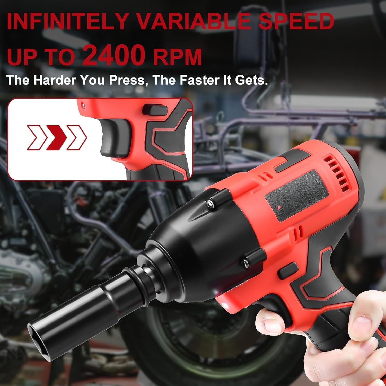 Cordless Impact Wrench 1/2 Inch, Power Impact  Kit,  600N. M/450Ft-lbs High Torque  Impact Driver for  RV , 4.0Ah , , 6 Sockets & Storage Tool Case