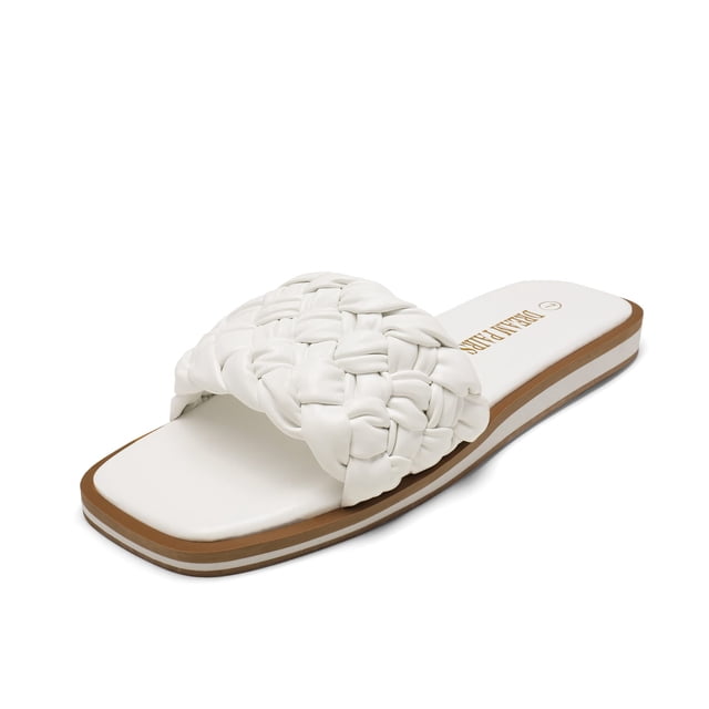 Sandalia DREAM PAIRS SDSS2212W Blanca Trenzada Tipo Slide Talla 7