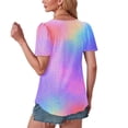thumbnail image 3 of Busydd Womens Tops Trendy Tie Dye Round Neck T-Shirts Casual Short Sleeve Summer Tops Comfort Breathable Going Out Tops for Women, 3 of 7