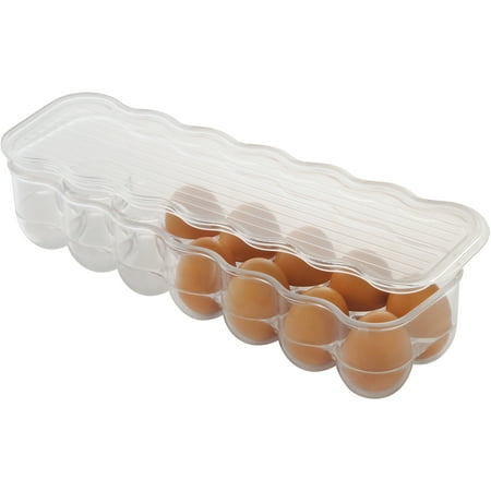 InterDesign Refrigerator Storage Organizer for Kitchen, Covered Egg Holder, 14 Eggs,