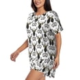 thumbnail image 2 of Uemuo Ski Goggles Moose Music Picture Pattern Women's Short-Sleeved Pajama, Button-Front Loungewear, 2-Piece Summer Sleepwear, Elastic Drawstring Shorts-Medium, 2 of 7