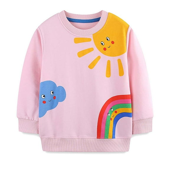 Bnwani Toddler Sweatshirt Girls Cotton Long Sleeve Fall Knitted Sweatshirt Printed Sweater Pullover