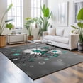 thumbnail image 3 of Large Area Rugs 8'x10', Daisy Butterfly Carpet Runner Indoor Outdoor Rugs Home Decor Aesthetic, Spring Floral Teal Butterflies Modern Art Non Slip Mats Washable Accent Rug for Living Room Bedroom, 3 of 8