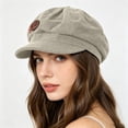 thumbnail image 6 of Umfun Women's Winter Newsboy Hat Corduroy Cabbie Cap with Decorative Patch Faux Leather Snap Elastic Back Warm Fall Cold Weather Vintage Casual Hats for Daily Commute Outdoor Travel, 6 of 8