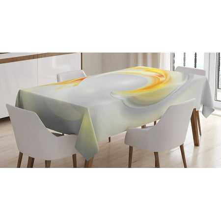Grey and Yellow Tablecloth, Abstract Modern Futuristic Wavy Image Ombre Design Art Print, Rectangular Table Cover for Dining Room Kitchen, 60 X 84 Inches, Black Marigold and Grey, by (Best Kitchen Designs Images)