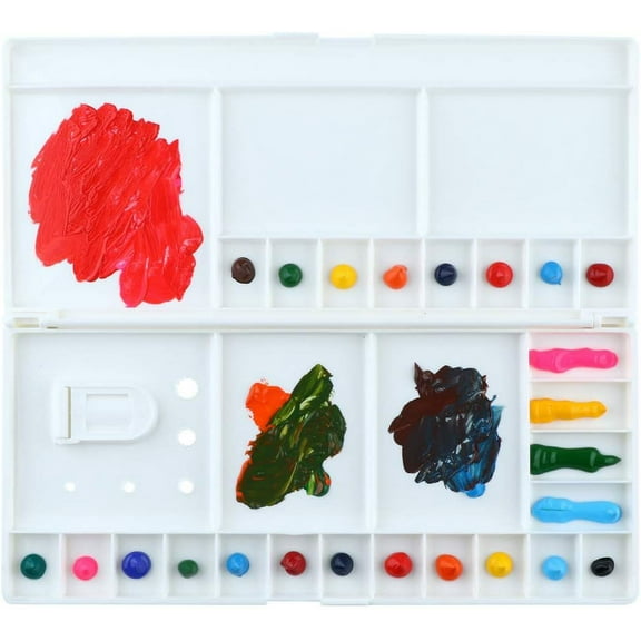 Transon Large Paint Palette Box 29 Color Mixing Wells with 1 Liner Brush