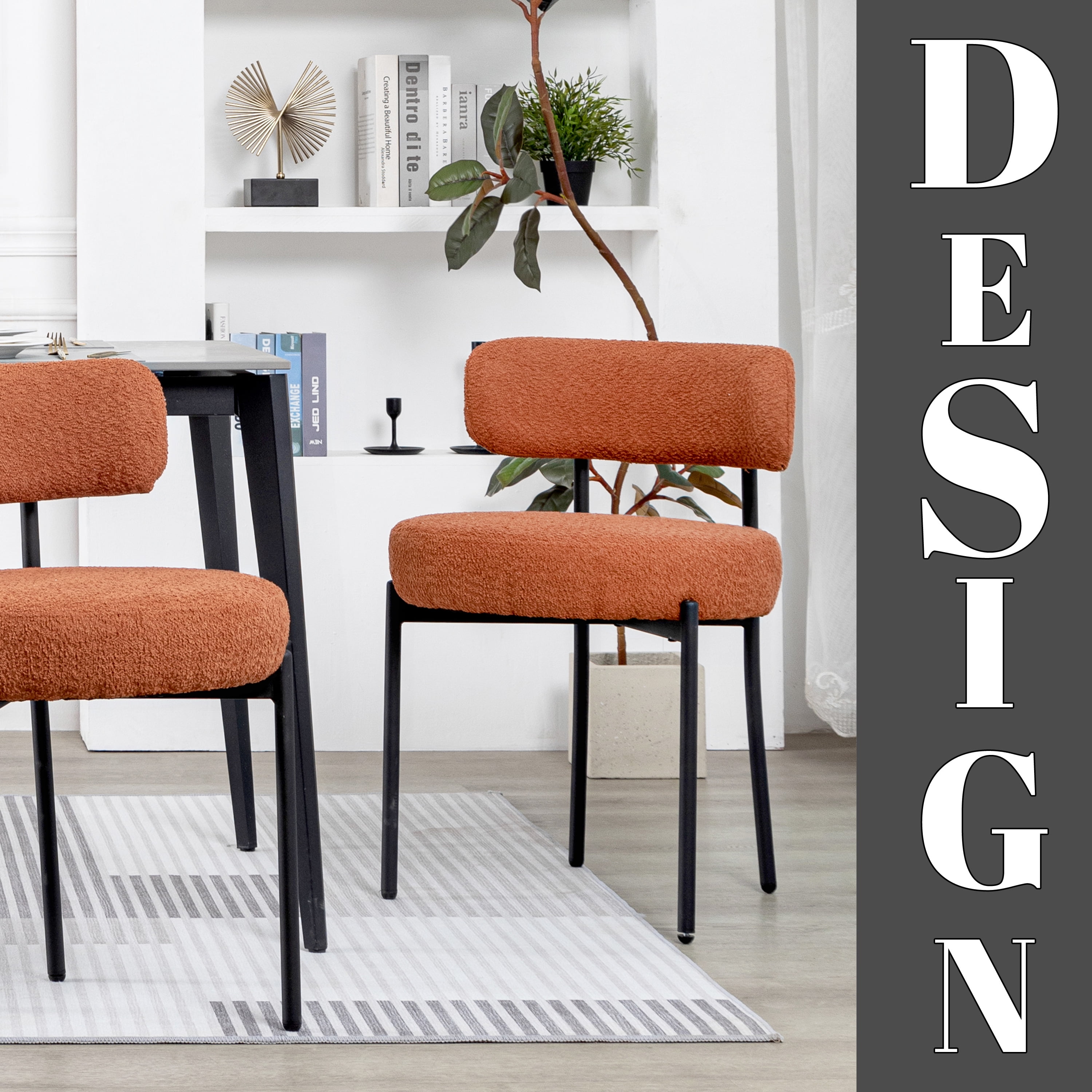 XINMICS Dining Chairs Boucle Dining Room Chairs, Set of 2