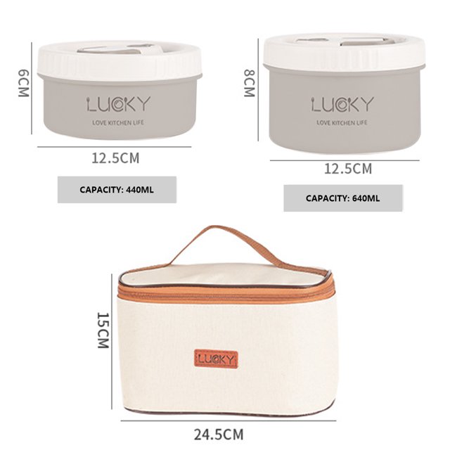 Caja De Almuerzo Bento Box Fiambrera térmica a prueba de fugas con Vajilla+Bolsa (2S 2L Latte Coffee) Ndcxsfigh Libre de BPA