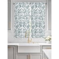 thumbnail image 4 of Bedroom Curtains 63 Inches length, Teal Blue Green Window Treatment Curtain Drapes, Vintage Farmhouse Boho Flower Leaf Rod Pocket Curtain Panels for Living Room Kitchen, 42"x63", 2 Panels, 4 of 7