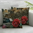 thumbnail image 3 of Fenyluxe Leopard Throw Pillow Cover, Red Rose Pillow Cover Safari Animals Print Cushion Cover for Home Bed Sofa Couch, Rose Flowers Jungle Cheetah Decorative Pillow Cover r Man and Woman 12x12in, 3 of 5