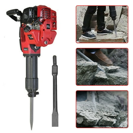 

Wuzstar Gas Demolition Jack Hammer Concrete Breaker with 2 Chisel 52cc 2 Stroke Gas Powered Demolition Jack Hammer 700-1500BPM for Breaking Holes