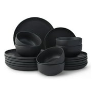 JoyJolt Mesa 18pc Stoneware Dinnerware Set - Matte Black