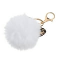 thumbnail image 3 of EeaseCA 1Pc Leopard Printed Ear Keychain Furry Ball Bag Pendant Gift Key Ring (White), 3 of 7