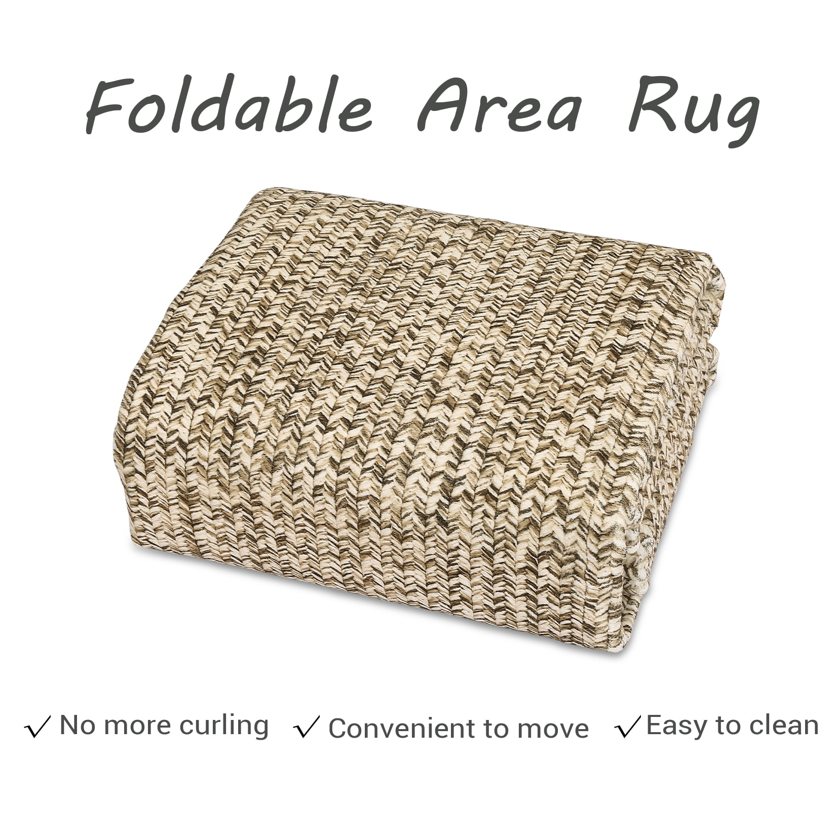 COZONY Washable 8'x10' Area Rug for Living Room, Printed Braided Look Carpet, Non-Slip, Stain-Resistant Faux Wool Rug for Bedroom, Nursery & Dining Room, Beige