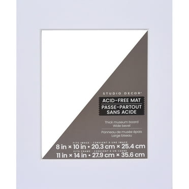 11" x 14" Museum White Mat with 8" x 10" Opening By Studio Décor - Acid Free Mat Board for Pictures - Documents - Certificates - Artwork - and Prints - 1 Pack