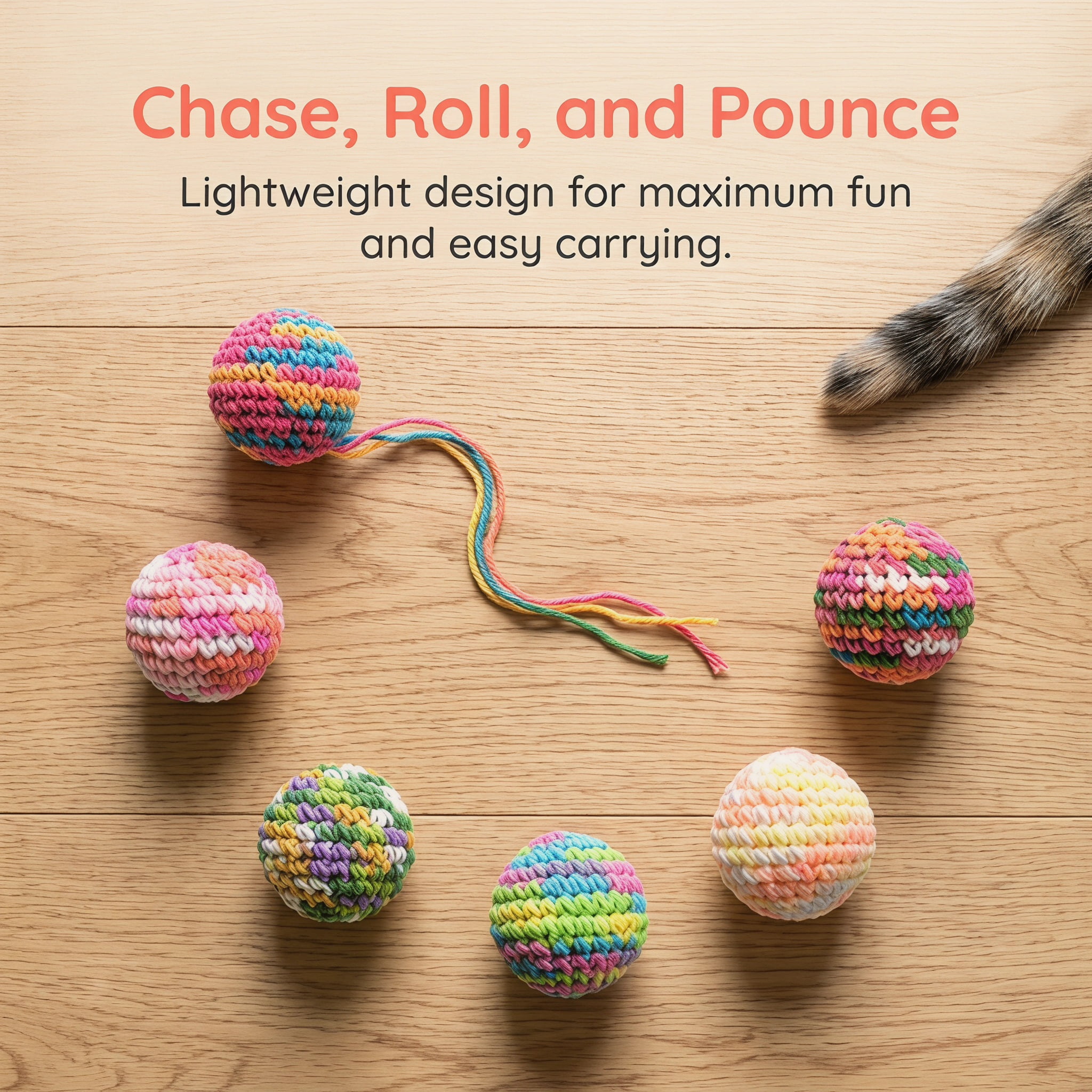 Cat Toys – 6 Pack Yarn Cat Balls with Bell Inside, Interactive Kitten Toys for Indoor Cats, Fun Chew & Chase Balls for All Breeds