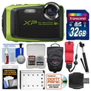 Angle View: Fujifilm FinePix XP90 Shock & Waterproof Wi-Fi Digital Camera (Black/Lime Green) with 32GB Card + Case + Battery + Selfie Stick + Float Strap + Kit