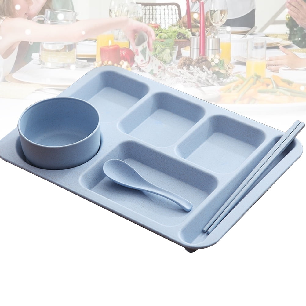 Etereauty Plate Plates Divided Steel Stainless Dinner Trays Food Tray  Compartment Kids Section Portion Lunch Control Snack Meal