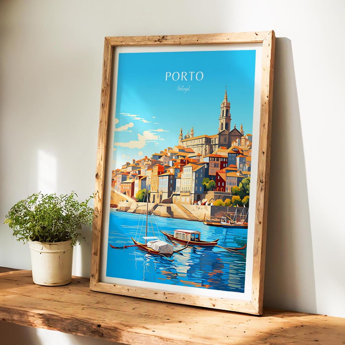Porto Travel Poster, Portugal Wall Art, Unframed Paper Poster 8x10in