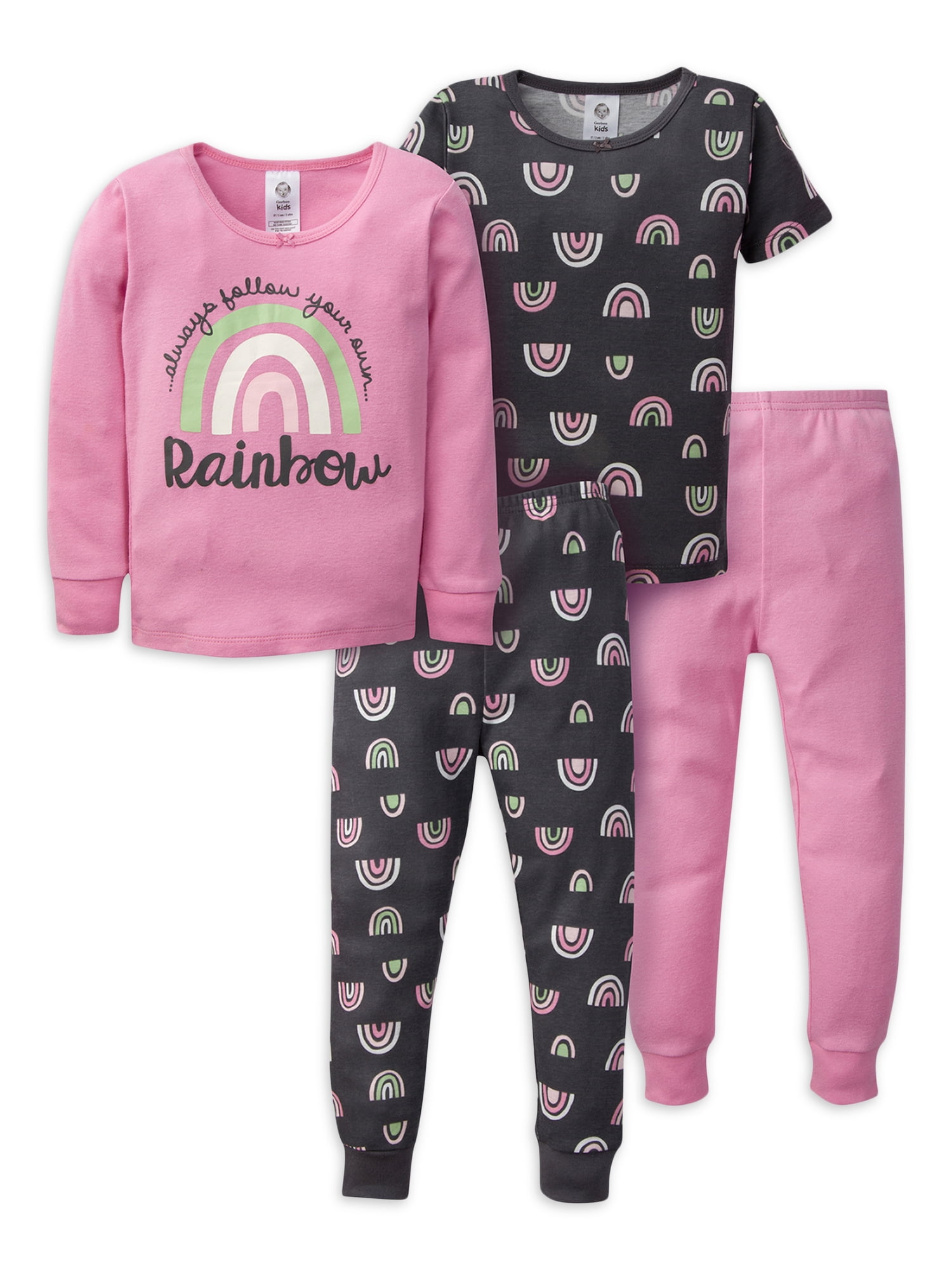 Gerber Baby Girl & Toddler Girl Snug Fit Cotton Pajamas, 4Piece Set