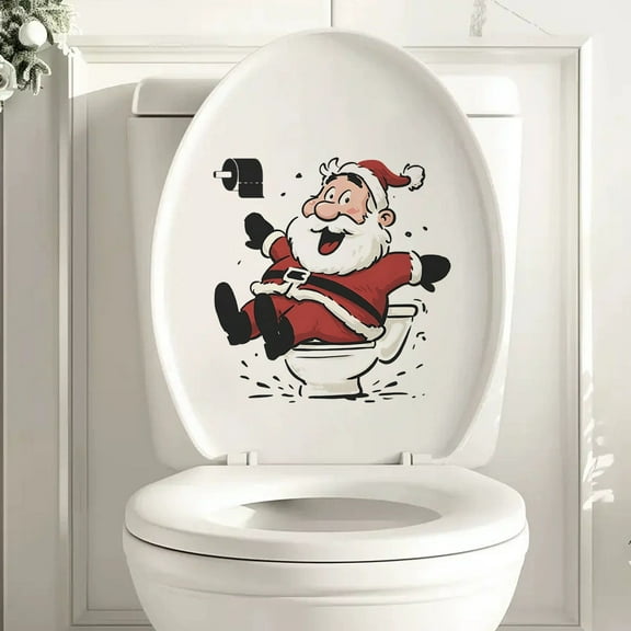 Christmas Toilet Wall Stickers - Removable Festive Decals, Winter Holiday Bathroom Decor for Home & Guest Baths