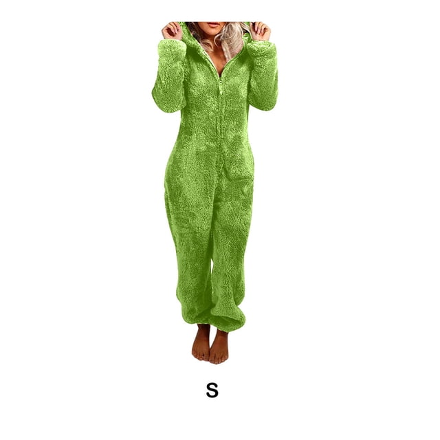 Becaristey Clearance Oversize Fleece Pajamas Comfortable And Cute Versatile Cozy Soft Machine Washable green S