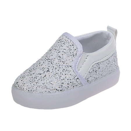 POIUYTR Toddler Boys Girls Light Up Sequins Slip On Loafers Baby Glitter Shoes Flashing LED Casual Running Party Shoes Flat Sneakers for Little Kid