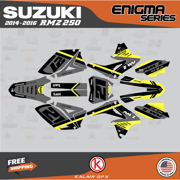 Kalair GFX Graphics Kit for Suzuki RMZ250 (2014-2016) Enigma Series