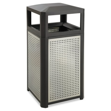Safco Evos Series Steel Waste Container, 15gal, Black -SAF9932BL