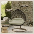 thumbnail image 3 of LeisureMod Hanging Swing Chair Two-Person Seater Egg Chair Brown Frame in Teardrop Design with Armrest Removable Zippered Washable Polyester Cushion Cover for Indoor and Patio Recluse Collection, 3 of 11