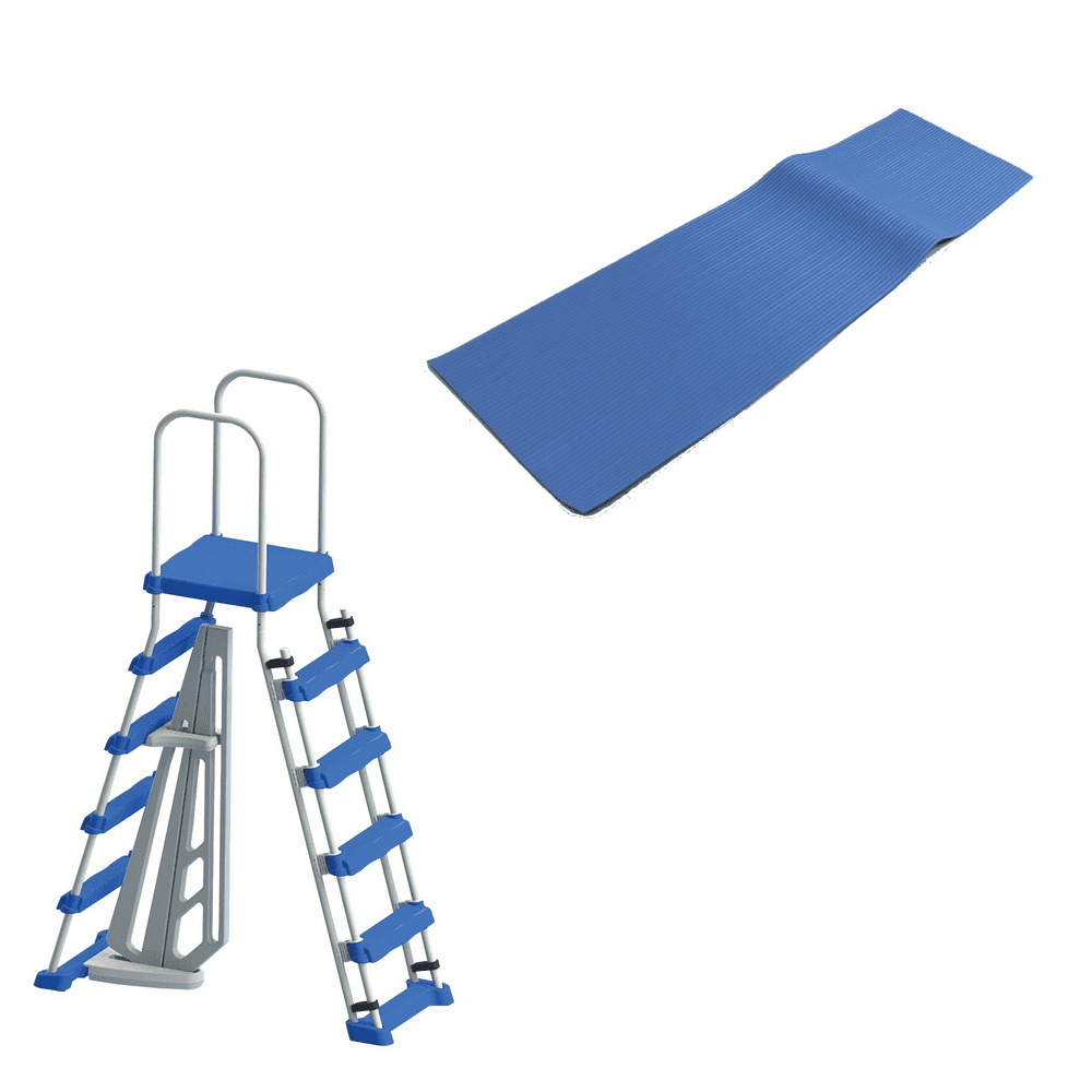 Swimline 48 Inch Pool Ladder with 9x36Inch Vinyl Protective Pool Ladder Mat