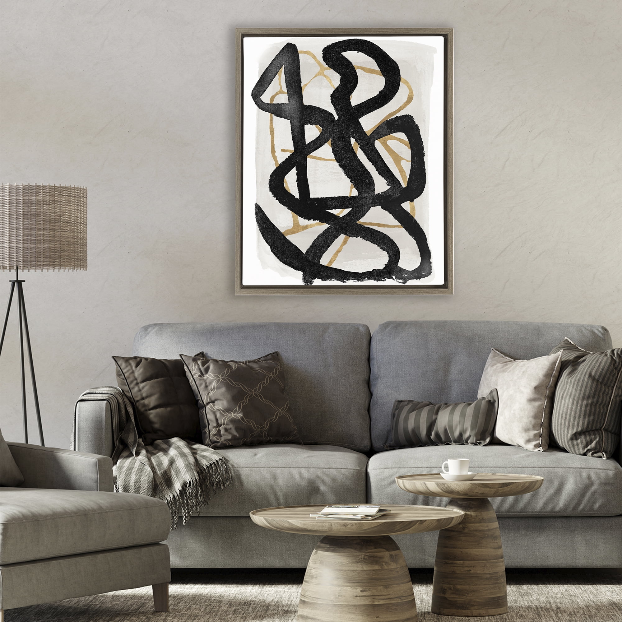 Stupell Industries Hindsight Black & Beige Brown Framed Floater Canvas Wall Art, design by Lucille Price